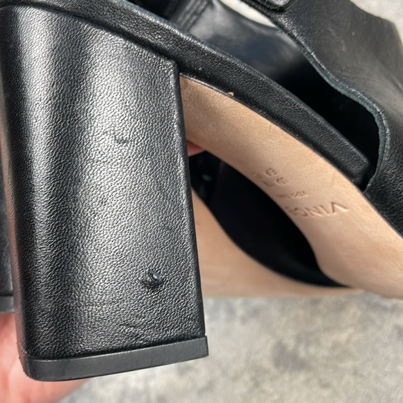 Vince Hartley Slingback Peep Toe Heels Booties Black Leather Sz 11 - Picture 12 of 16